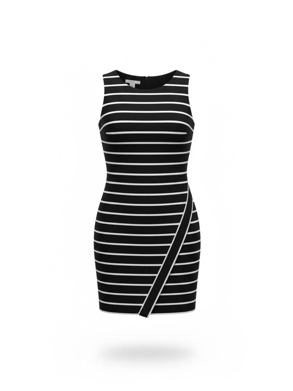 London‎ Times Black and White Striped Asymmetrical Bodycon Dress